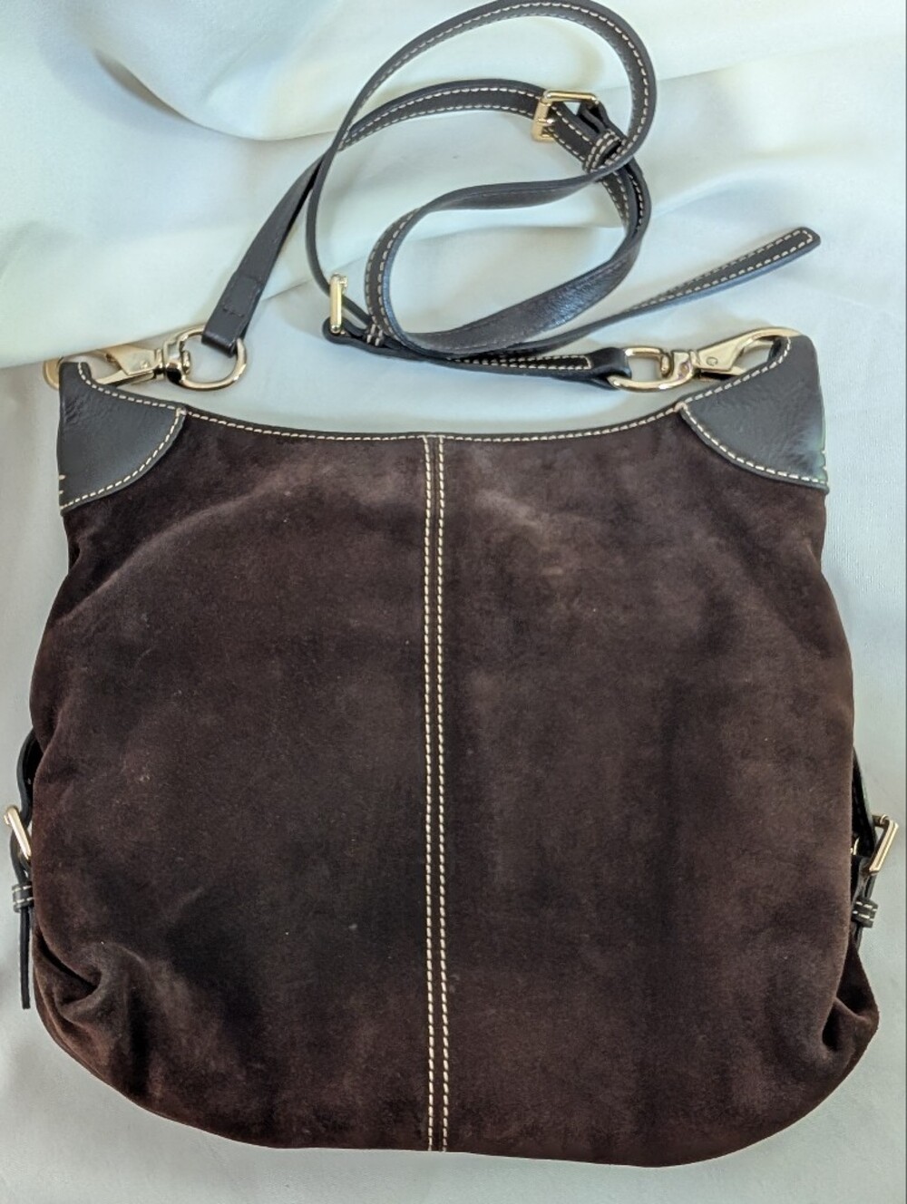 Dooney & Bourke Chocolate Brown Suede Hobo Shoulder Bag - Picture 3 of 10